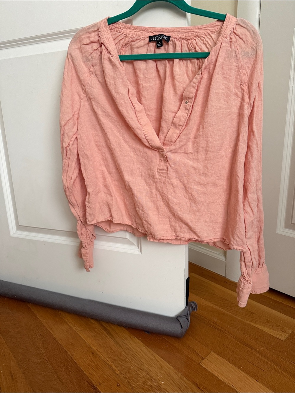 J. Crew Soft Coral Peasant Blouse